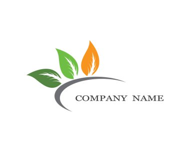 Yeşil yapraklı ekoloji doğa element ikonu logoları