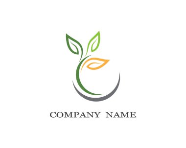 Yeşil yapraklı ekoloji doğa element ikonu logoları