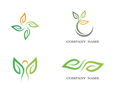 Yeşil yapraklı ekoloji doğa element ikonu logoları