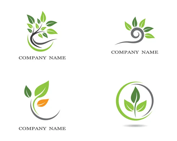 Logos Foglia Verde Ecologia Elemento Natura Icona Vettoriale — Vettoriale Stock