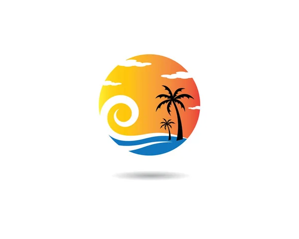 Palmera Verano Logo Plantilla Vector Ilustración — Vector de stock