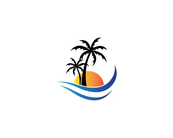 Palmera Verano Logo Plantilla Vector Ilustración — Vector de stock