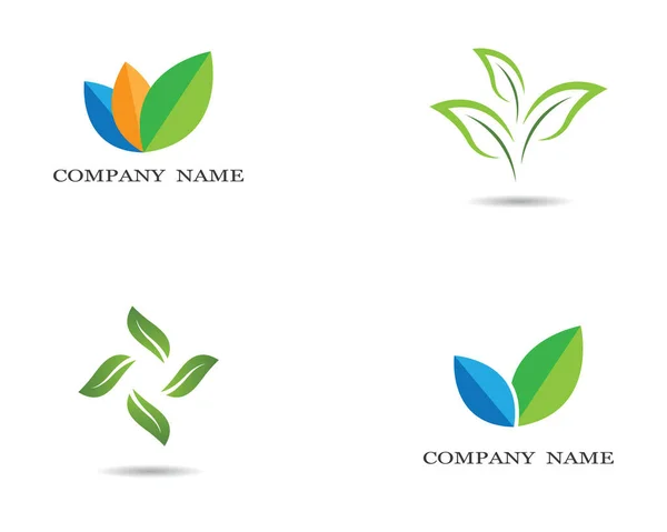 Logos Foglia Verde Ecologia Elemento Natura Icona Vettoriale — Vettoriale Stock