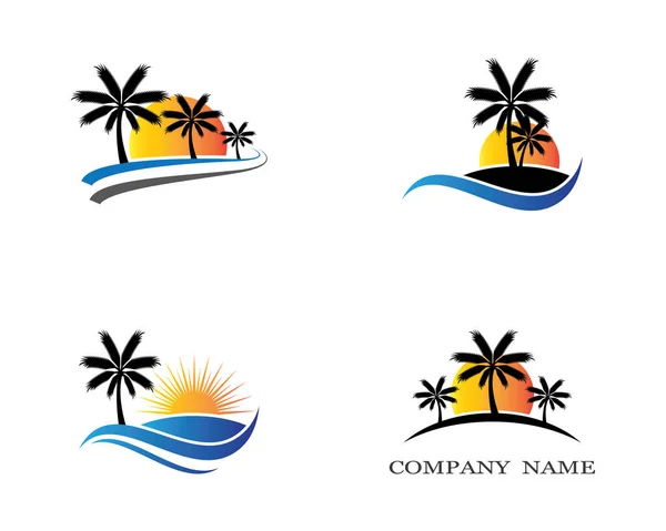 Palm Tree Summer Logo Template Vector Illustration — Stock Vector