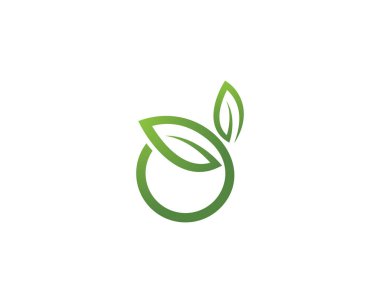 Yeşil yapraklı ekoloji doğa element ikonu logoları