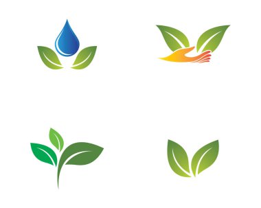 Yeşil yapraklı ekoloji doğa element ikonu logoları