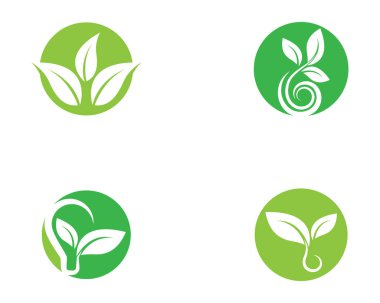 Yeşil yapraklı ekoloji doğa element ikonu logoları