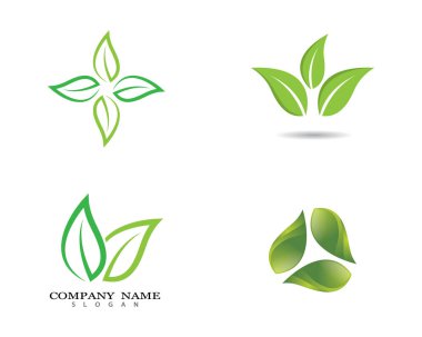 Yeşil yapraklı ekoloji doğa element ikonu logoları