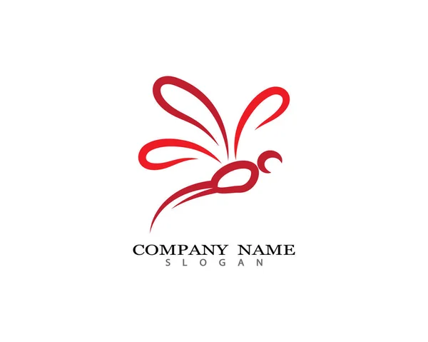 Dragonfly Logo Modello Icona Vettoriale Illustrazione Design — Vettoriale Stock