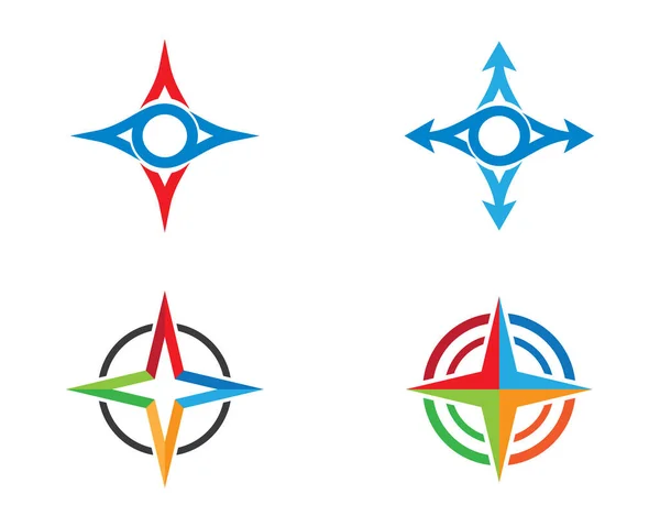 Brújula Logo Plantilla Vector Icono Ilustración Diseño — Vector de stock