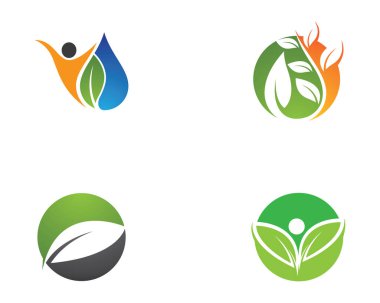 Yeşil yapraklı ekoloji doğa element ikonu logoları