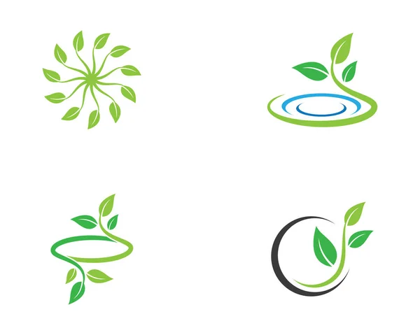 Logos Von Grünen Blättern Ökologie Naturelement Vektor Symbol — Stockvektor