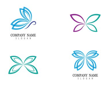 Kelebek logosu vektör ikonu çizimi tasarımı