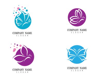 Kelebek logosu vektör ikonu çizimi tasarımı