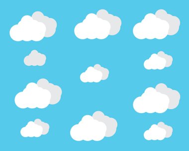 Bulut arkaplan vektör çizimine sahip mavi gökyüzü