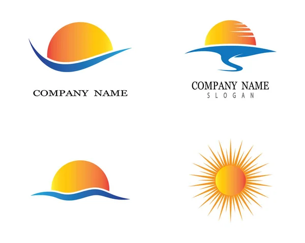 Sun Logo Plantilla Vector Icono Ilustración Diseño — Vector de stock