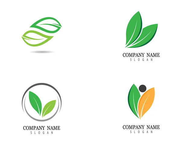 Logotipos Ecología Hoja Verde Naturaleza Elemento Vector Icono — Archivo Imágenes Vectoriales