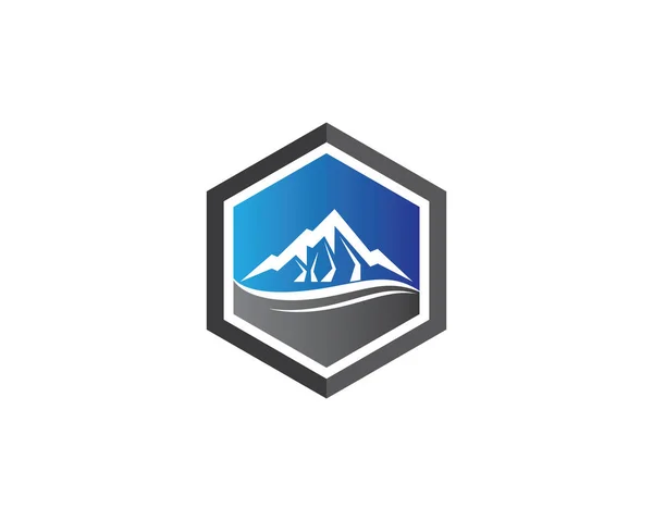Montanha Logotipo Modelo Vetor Ícone Ilustração Design —  Vetores de Stock