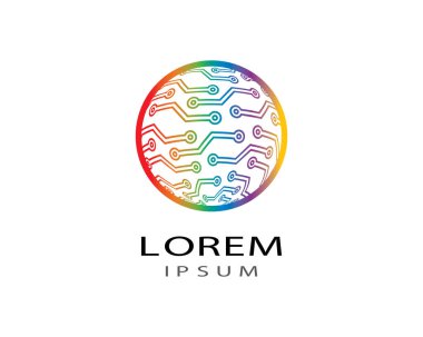 Teknoloji logosu vektör ikonu çizimi tasarımı