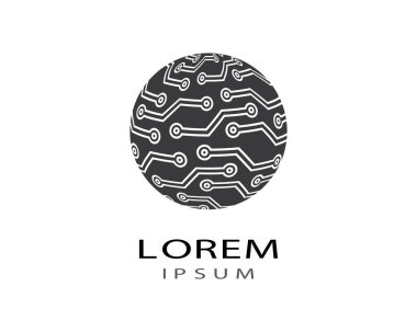 Teknoloji logosu vektör ikonu çizimi tasarımı