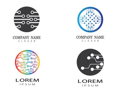 Teknoloji logosu vektör ikonu çizimi tasarımı