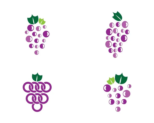 Modèle Logo Raisin Vectoriel Icône Illustration Design — Image vectorielle