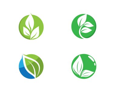 Yeşil yapraklı ekoloji doğa element ikonu logoları