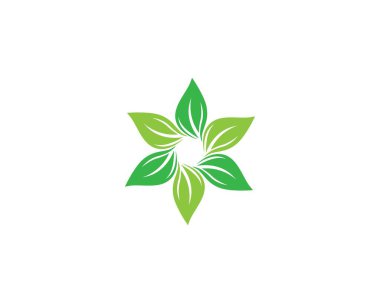 Yeşil yapraklı ekoloji doğa element ikonu logoları