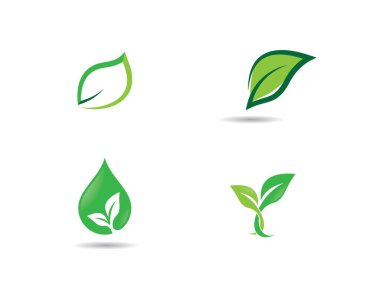 Yeşil yapraklı ekoloji doğa element ikonu logoları