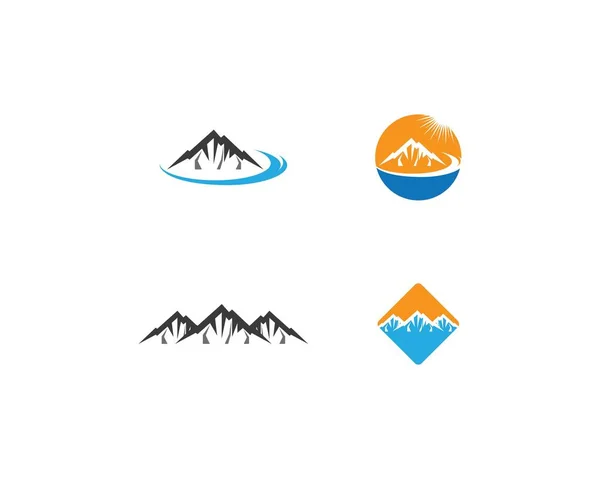 Montanha Logotipo Modelo Vetor Ícone Ilustração Design — Vetor de Stock