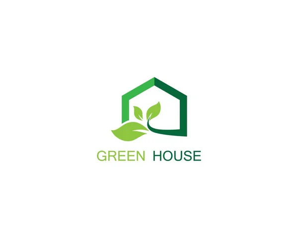 Casa Verde Logotipo Vetor Ícone Ilustração Design —  Vetores de Stock