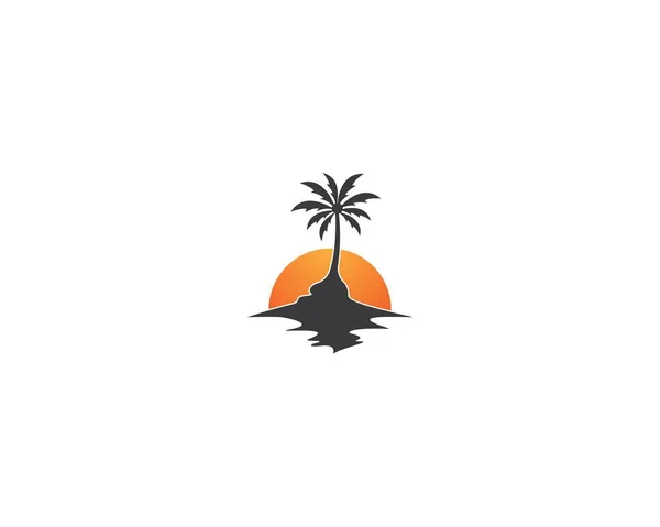 Palmera Verano Logo Plantilla Vector Ilustración — Vector de stock