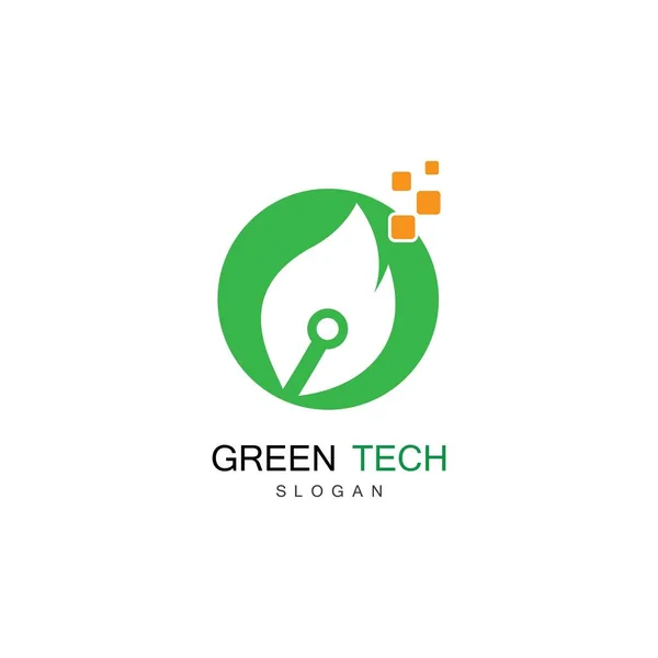 Green Technology Logo Icon Illustration Design — Stock Vector