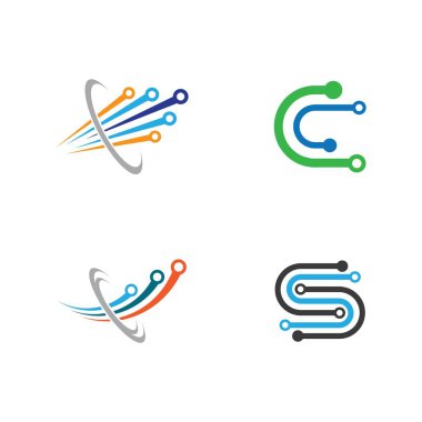 Teknoloji logosu vektör ikonu çizimi tasarımı