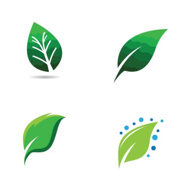 Yeşil yapraklı ekoloji doğa element ikonu logoları