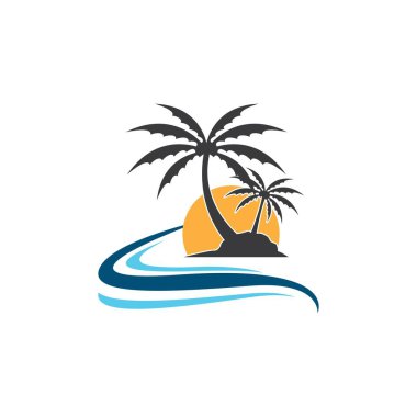 Palmiye ağacı logo şablonu vektör çizimi