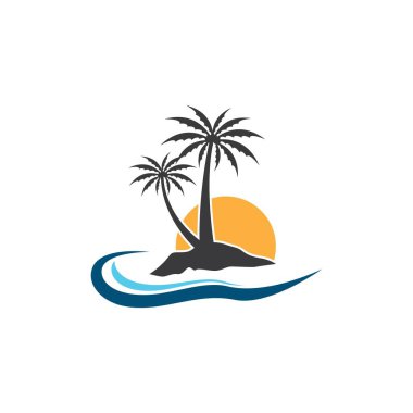 Palmiye ağacı logo şablonu vektör çizimi