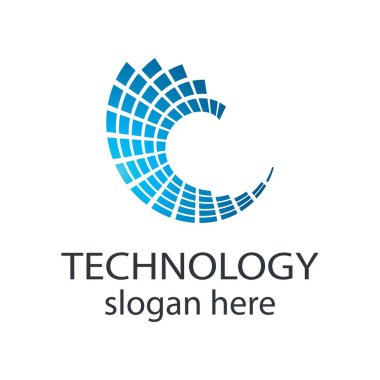 Teknoloji logosu vektör ikonu çizimi tasarımı