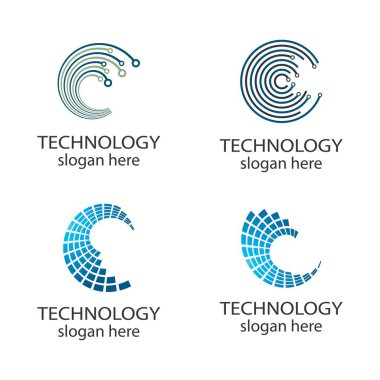 Teknoloji logosu vektör ikonu çizimi tasarımı