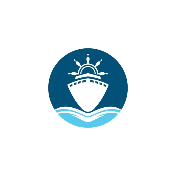 Navio Cruzeiro Logo Template Vetor Ícone Ilustração Design — Vetor de Stock