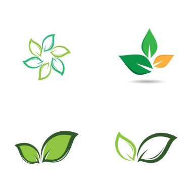 Yeşil yapraklı ekoloji doğa element ikonu logoları