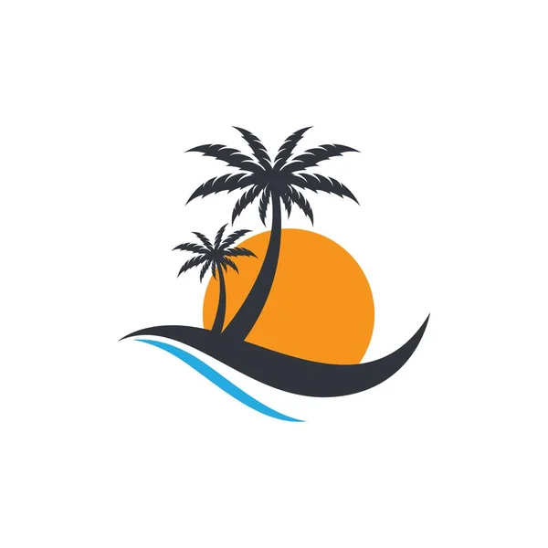 Palmera Verano Logo Plantilla Vector Ilustración — Vector de stock