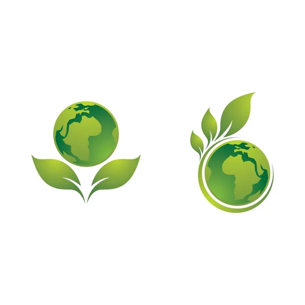 Logos Foglia Verde Ecologia Elemento Natura Icona Vettoriale — Vettoriale Stock