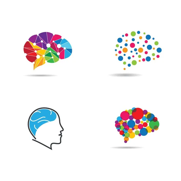 Cerebro Logotipo Plantilla Vector Icono Ilustración Diseño — Archivo Imágenes Vectoriales