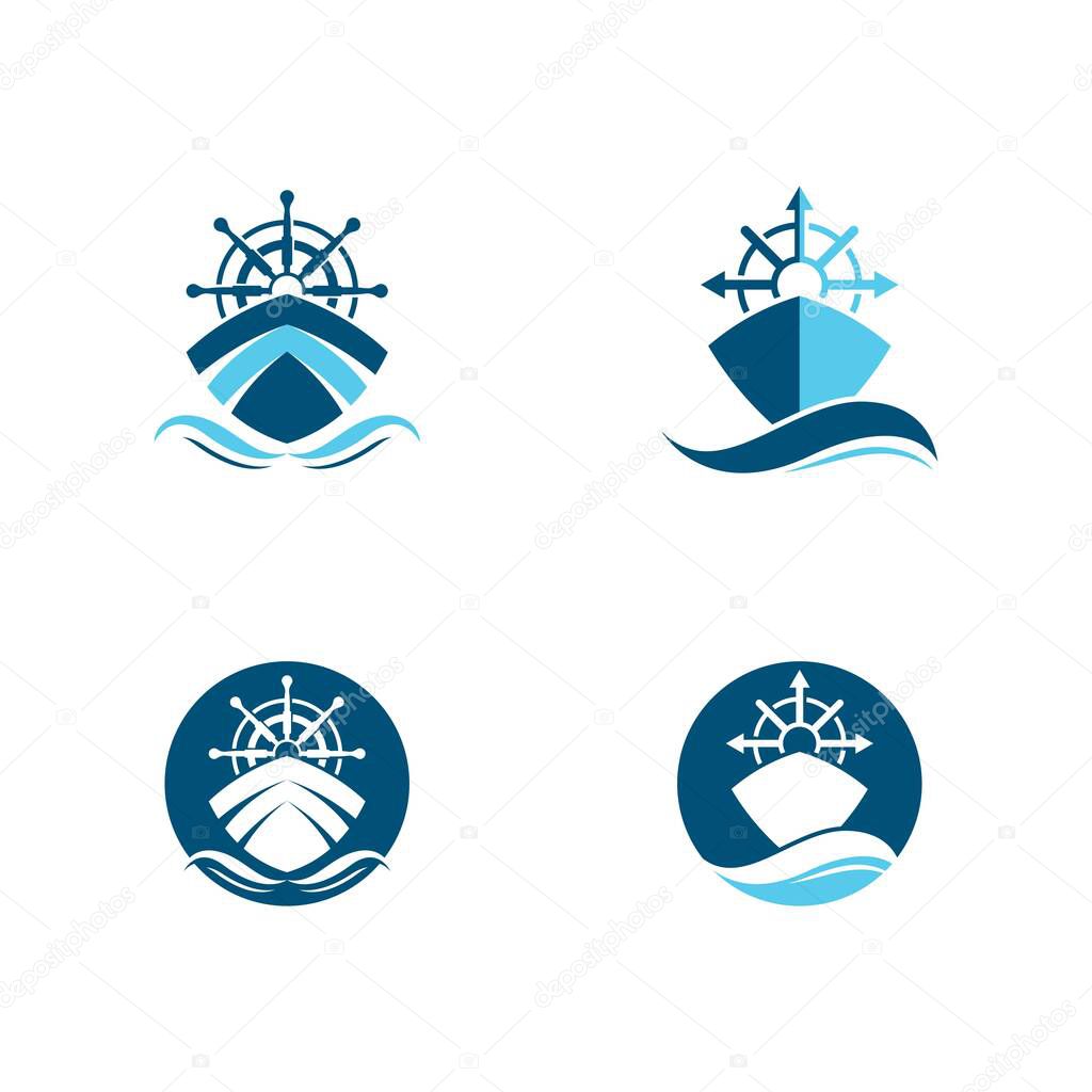 Cruise ship logo template vector icon illustration design