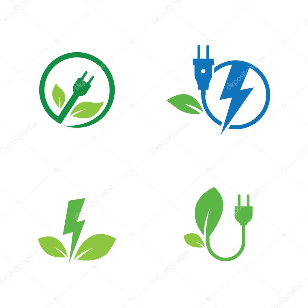 Eco energy icon logo creative vector illustration