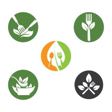 Vejetaryen gıda logosu şablon vektör simgesi