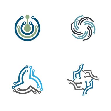 Dairesel teknoloji devre ikonu vektör illüstrasyon tasarımı