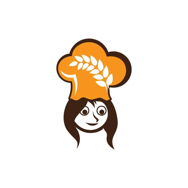 Mujer Chef Logo Vector Icono Diseño — Archivo Imágenes Vectoriales