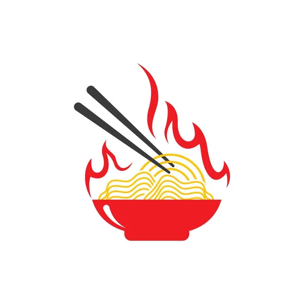 Diseño Icono Vector Logotipo Fideos Calientes — Vector de stock